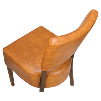 Chaise de salle à manger rembourrée en cuir PU beige sur mesure, pieds en bois massif, style moderne du milieu du siècle, chaise d'appoint pour restaurant, café, hôtel, bistrot