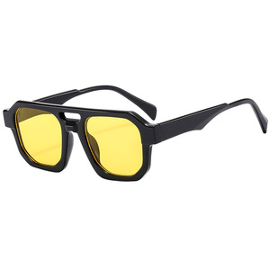 Lunettes rétro à double pont optique, très tendance, simples, anti-lumière bleue, verres AC UV400, montures métalliques et PC, surdimensionnées, unisexe - Product Image 4