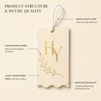 Étiquettes suspendues personnalisées en papier pour présentoirs à boucles d'oreilles, étiquettes de bijoux imprimées métallisées avec surface texturée, forme personnalisée et ruban