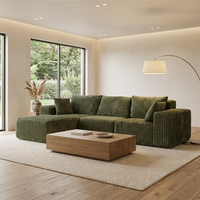 Canapé d'angle modulable en tissu côtelé et velours, style moderne et luxueux, minimaliste, en forme de L