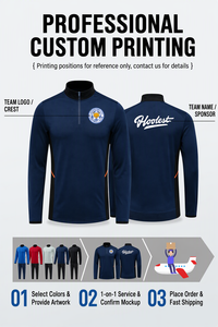 Survêtement Football sans logo Survêtement de football pour homme Quater Zip Survêtement Football Jersey Navy Soccer Wear - Product Image 4