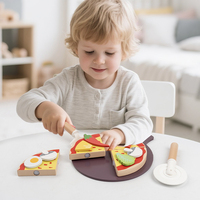 Ensemble de jeu de pizza en bois UBM avec garnitures et coupe-pizza, jouet de cuisine d'imitation Montessori, cadeau pour tout-petits garçons et filles 3 ans et plus