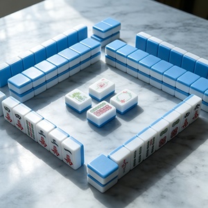 Tuiles en acrylique de style américain bleu ciel, durables, écologiques, portables, emballage personnalisé, jeu de poker pour enfants unisexe - Product Image 1