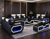 Ensemble de canapés inclinables de luxe en cuir de style européen italien Chesterfield intelligent 7 places et mobilier de salon moderne