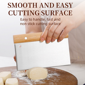 Thép không gỉ Pastry <span class=keywords><strong>scraper</strong></span>-<span class=keywords><strong>Dough</strong></span> băng ghế dự bị <span class=keywords><strong>scraper</strong></span> bánh mì Cutter Chopper với tay cầm bằng gỗ cho nhà bếp - Product Image 3