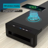 Support de bureau multifonctionnel 15W à chargement sans fil pour moniteur de bureau Support PC rapide à 2 tiroirs avec support de téléphone Nouveau produit