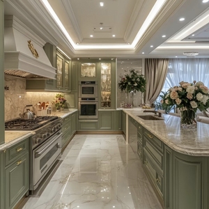 Muebles de Cocina Modernos de Estilo Francés, Gabinetes de Melamina y Madera Sólida, Diseño Verde, Proveedores Directos, para Apartamentos - Product Image 4