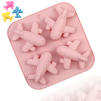 Moule en silicone INTODIY à 4 cavités en forme d'avion pour gâteaux, gelées, puddings, chocolats et savons faits main