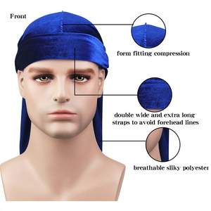 Cheveux Du Rag Velvet Velours Homme Personnaliser velours satin <span class=keywords><strong>durag</strong></span> durags pour hommes soie logo personnalisé velours - Product Image 3