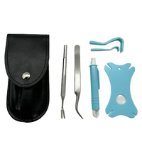 Kit de 7 outils portables multifonctionnels pour enlever les tiques aux animaux domestiques, pincettes professionnelles en acier inoxydable, peigne anti-puces, extracteur de poux pour chiens et chats