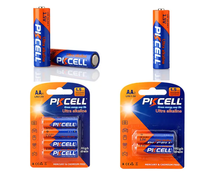PKCELL-Pilas AA AM3 de 15v, Pilas alcalinas AA LR6 n. ° 5, de 1,5 v batería seca, Pilas aa para electrodomésticos