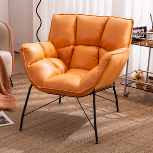<span class=keywords><strong>Fauteuil</strong></span> de Style nordique, salon d'hôtel, <span class=keywords><strong>fauteuil</strong></span> incurvé en <span class=keywords><strong>cuir</strong></span> <span class=keywords><strong>marron</strong></span> rembourré - Product Image 4