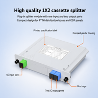 Module Répartiteur Fibre Optique PLC 1x2 en Gros, Type Cassette, à Branchement Direct, Ports UPC, Boîtier de Distribution Fibre Optique 5G FTTH ODF