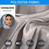 Tissu en polyester tissé à carreaux, satiné, en mousseline, imprimé wax africain pour Jilbab et Khimar, antistatique, non conducteur, 150 cm