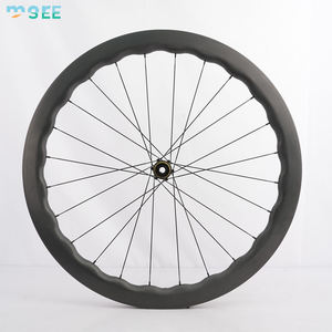 Jeu de roues de vélo de route en fibre de carbone SeeMore ODM/OEM 45/50 mm Aero Wave, roues en carbone 700c, frein à <span class=keywords><strong>disque</strong></span> Center Lock, largeur 28 mm, 24H de rayons - Product Image 5