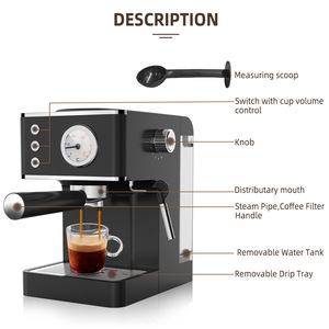 Cafetera de Alto Rendimiento con Extracción Constante de 20 Bares, Calentamiento Rápido de 1350 W para Uso Doméstico y Hotelero - Product Image 5