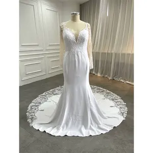 Beaded Wedding Dress Ball Gowns with Long Sleeves Sparkle Modest Bridal Gown Women Removable Overskirt White Wedding Dresses