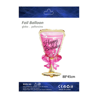 Ballons en aluminium exquis en forme de bouteilles de vin et grands verres à vin, pour décoration d'anniversaire et de chambre