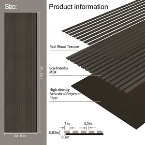 सनविंग्स ब्लैक ओक वुड स्लैट ध्वनिक दीवार पैनल | अमेरिका में स्टॉक | 2-पैक 23.5'' x 94.5'' 3डी फ्लूटेड साउंडप्रूफ वॉल पैनलिंग