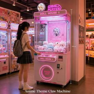 Máquina de grúa de garras rosa con diseño de anime, operada con monedas, con iluminación LED de cuerpo completo, <span class=keywords><strong>juego</strong></span> de arcade para capturar premios de peluches para centros comerciales y tiendas - Product Image 6
