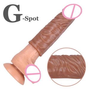 Manchon d'extension de pénis en silicone réaliste pour homme, gode <span class=keywords><strong>extra</strong></span> pour l'agrandissement du pénis, préservatif pour homme - Product Image 1