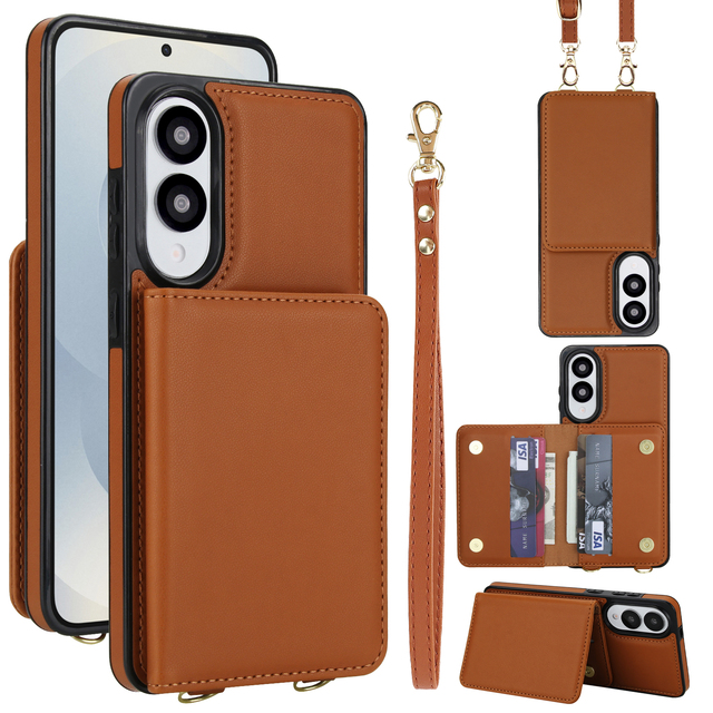 New Design Premium Pu Leather Card Wallet Phone Case for Samsung A16 A17 A55 Girly Crossbody Phone Cover for Galaxy S23 Ultra