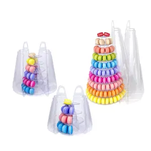 Wholesale 4 6 10 Tiers Macaron Tower Cookie Cupcake Clear Plastic Display Stand With Carrying case