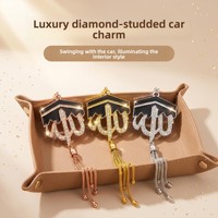 Pendentif de voiture le plus vendu en alliage de zinc, motif goutte d'huile, incrustation de diamants, calligraphie arabe, décoration intérieure de voiture