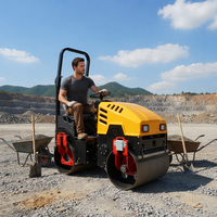Compacteur à rouleaux vibrants Liondi Honda 1 tonne DVR-1000, double tambour, système entièrement hydraulique, pneumatique de haute qualité, caoutchouc