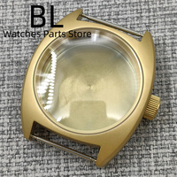 BLIGER Acero inoxidable 36mm/39mm Cajas de reloj cepillado Cúpula de vidrio mineral Corona grande/Corona pequeña Ajuste NH34 NH35 NH36 NH38 ETA2824