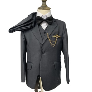 C0015 <span class=keywords><strong>Costume</strong></span> 3 pièces formel pour bébés garçons à un bouton Blazer pour enfants Ensemble de vestes Gilet solide Colar Pant Coat Design for Bay Wedding Gift - Product Image 3