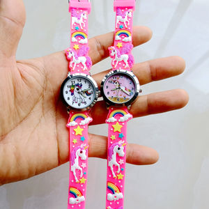 Enfants fête des enfants filles garçons étudiants arc-<span class=keywords><strong>en</strong></span>-ciel licorne dinosaure 3D dessin animé Silicone fête d'anniversaire cadeau horloge montres à Quartz - Product Image 3