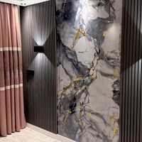 Lámina de PVC Impermeable de Alto Brillo con Efecto Mármol UV, Panel de Pared Alternativo al Mármol para Decoración Interior Moderna de Villas y Hoteles