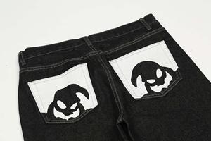 Pantalon en denim noir de haute qualité délavé à l'acide avec logo imprimé personnalisé signifie <span class=keywords><strong>jean</strong></span> slim - Product Image 5