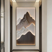 Peinture décorative LED moderne à entrée verticale, Paysage 3D en porcelaine cristalline Tan Mountain, Art mural pour la maison et l'hôtel