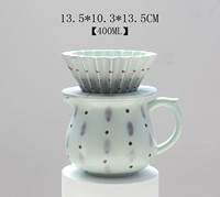 MSH Ensemble de cafetière à filtre en céramique à pois peints à la main V, carafe à couler manuelle, cafetière artisanale à dégoulinement pour la maison