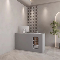 Comptoir de réception au design moderne style crème, finition laquée brillante, pour caisse enregistreuse, salon de beauté, salon de coiffure, restaurant
