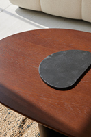 Meubles de salon Wabi Sabi en chêne et béton, table basse ovale géométrique pour salon, table basse moderne en bois brun et noir