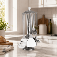 Set Peralatan Dapur Baja Tahan Karat yang Tahan Lama Desain Terpadu Tempat Peralatan Memasak Aman untuk Mesin Pencuci Piring Sendok dan Sop