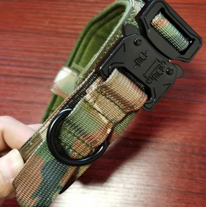 Pet Rope Custom Adjustable Camouflage Canvas Duty Nylon Metal Buckle <strong>Dog</strong> <strong>Collar</strong> and Leash Set <strong>Tactical</strong> Pet <strong>Collar</strong> - Product Image 3