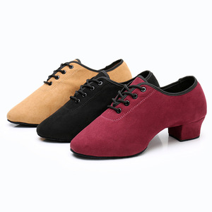 3,5 cm Zapatos <span class=keywords><strong>de</strong></span> <span class=keywords><strong>baile</strong></span> latino negros Suedeo Sole Mujeres Latin Dancing Street Tango Boots 5cm para hombres - Product Image 1