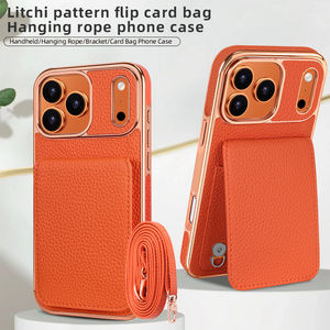 Étui de téléphone VIETAO en cuir PU électroplaqué avec porte-cartes, cordon réglable et sangle bandoulière, placage or rose - Product Image 2