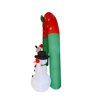Décoration de Noël transfrontalière pour cour, arche gonflable de 2,4 m, Père Noël et bonhomme de neige, 3 lumières