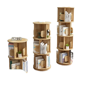 Moderno sólido MDF madera caucho madera plegable juguete almacenamiento gabinete librería para niños sala de estar hogar Oficina libro giratorio - Product Image 2