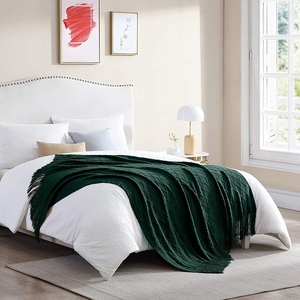 Coperte in Maglia <span class=keywords><strong>Verde</strong></span> Stile Nordico per Divano, Camera da Letto e Ufficio, Morbide e Calde con Nappe - Product Image 2