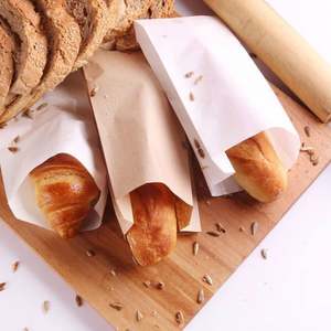 Sac en papier blanc personnalisé avec logo pour pâtisserie, sandwichs, viande, résistant à l'huile, refermable, recyclable, en papier ciré, pour boulangerie éco-responsable - Product Image 6