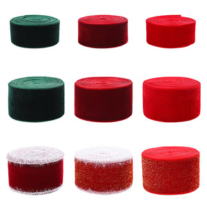 JIN PENG 2.5/3.8cm Multi Red Velvet רול סרט חג המולד לעטיפת מתנות לעיצוב עץ - Product Image 5