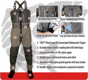Hommes Pêche à la mouche Respirant Ripstop Bas Botte Pied Pêche Chasse Waders Léger Gris Poitrine Wader - Product Image 5
