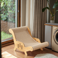 Hamac-lit pour chat en sisal avec griffoir, repose-pieds en bois et plateau à griffer partagé, remplaçable
