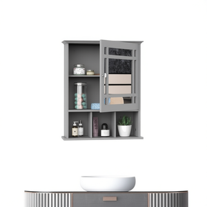 Armoire de salle de bain avec miroir, étagère murale en bois de 24 pouces, design élégant pour la décoration de la salle de bain - Product Image 1